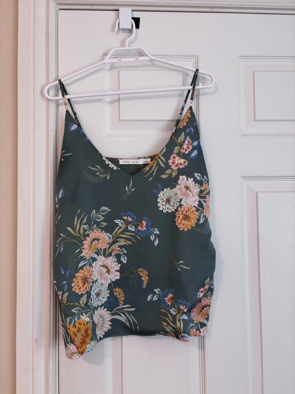 bishop + young Dark Green Floral Satin V-Neck Cami
